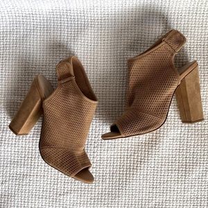 ALDO Tan Suede Peep Toe Heels
